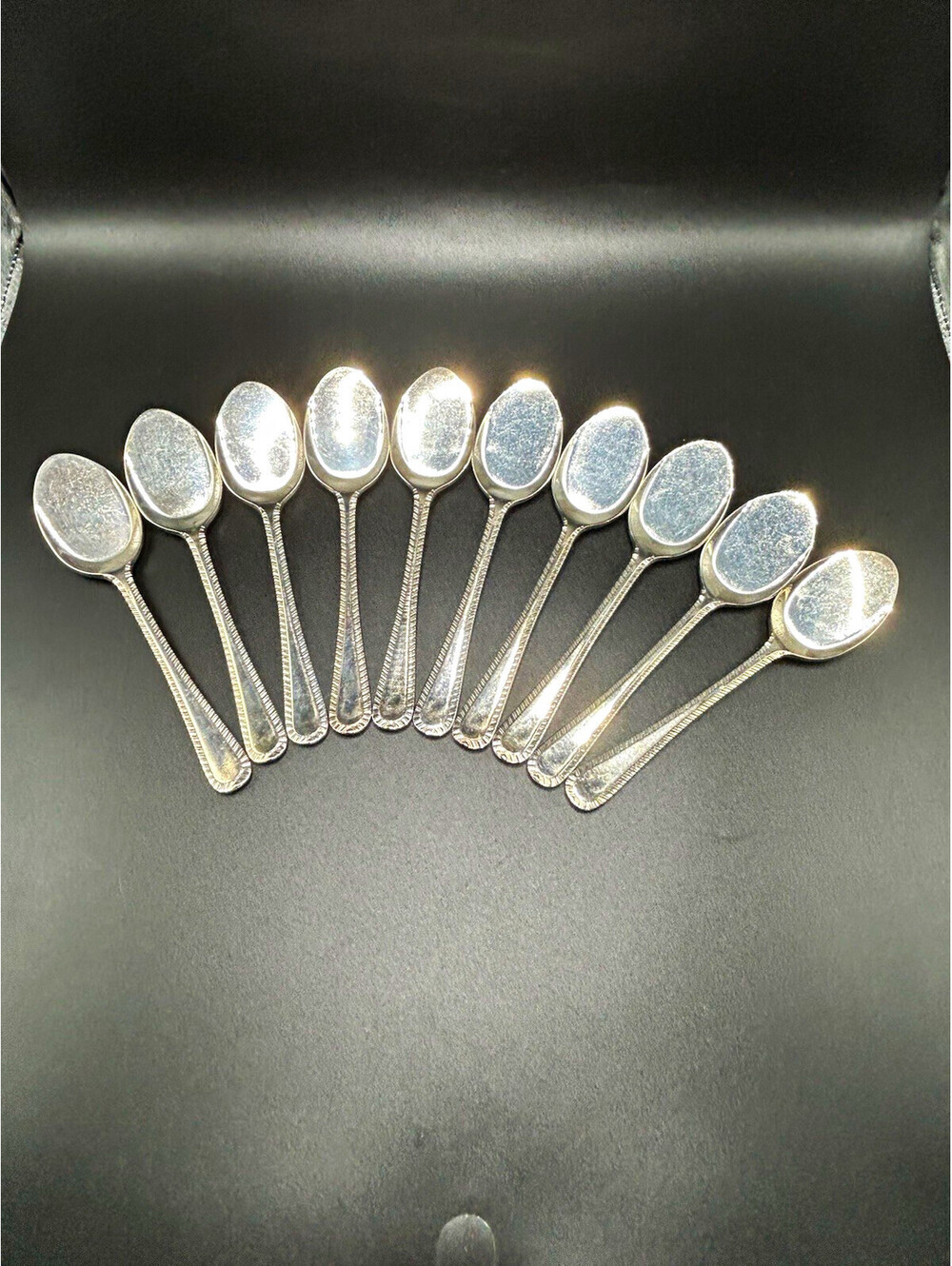 Vintage Set Of 10 Heritage Birmingham Teaspoon Silver Plated Solid Handle 5.5 in